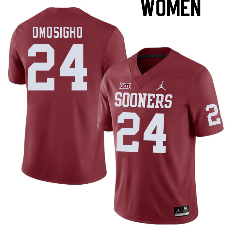Women #24 Samuel Omosigho Oklahoma Sooners College Football Jerseys Stitched Sale-Crimson